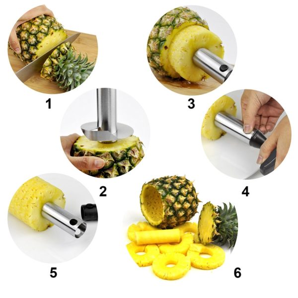 Aço inoxidável abacaxi corer descascador cortador fácil fruit parer ferramenta de corte cozinha casa ocidental restaurante acessórios 3 cores - Image 4